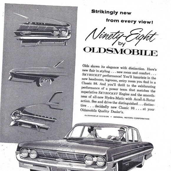 Vintage 1961 Oldsmobile Ninety Eight Brochure Advertisement Print F 85 - Picture 2 of 2